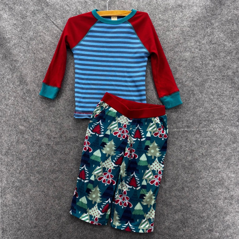 Matilda Jane Boys Christmas Tree Pajama Set Size 4 Blue Stripe Red Green Holiday - Picture 2 of 13